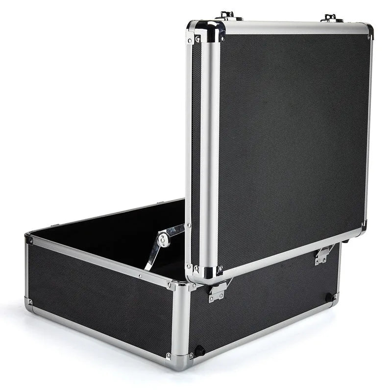 Aluminium alloy toolbox in silver with shock-proof design for instrument storage