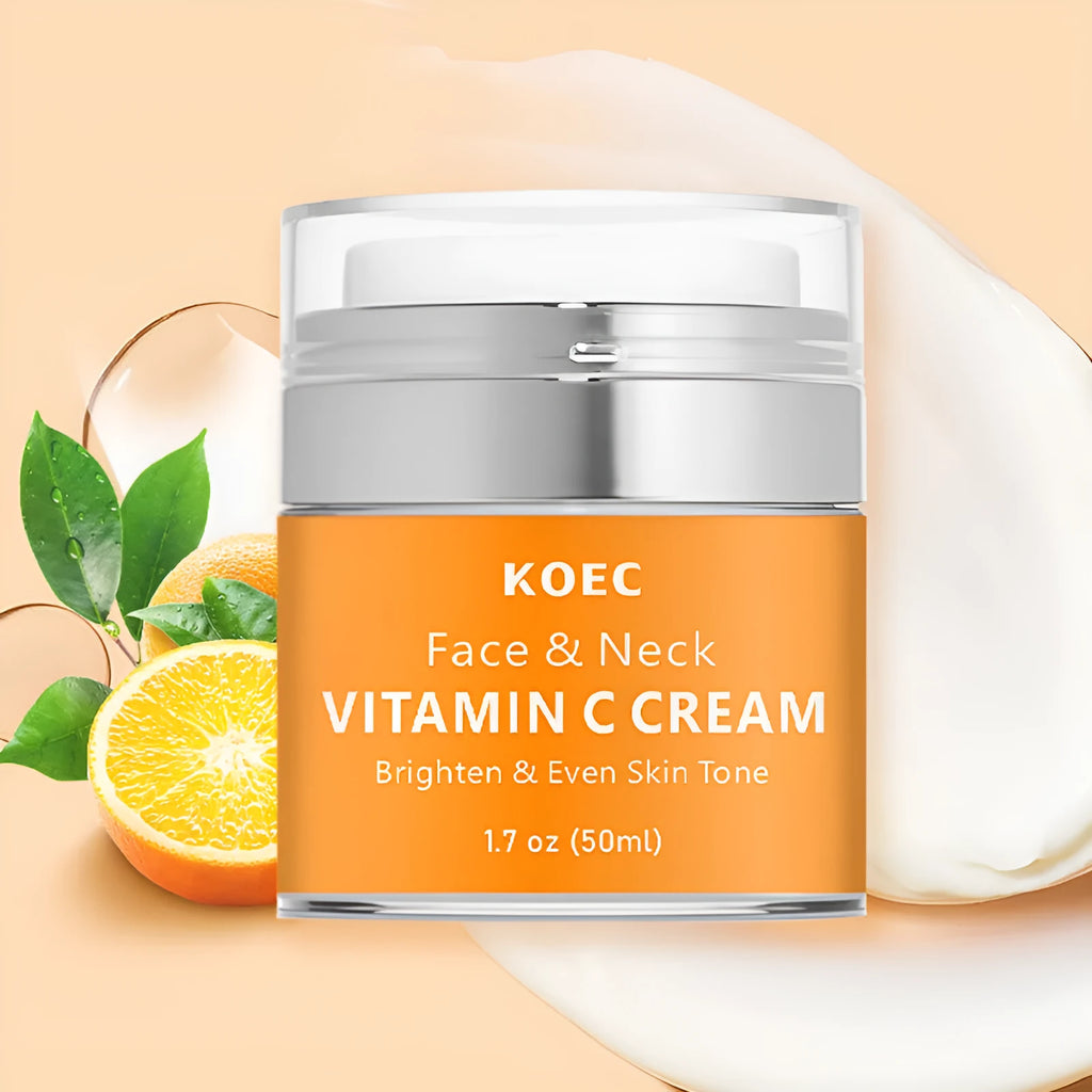 KOEC Retinol VC Neck Cream 50g jar with English packaging for wrinkle reduction and moisturising