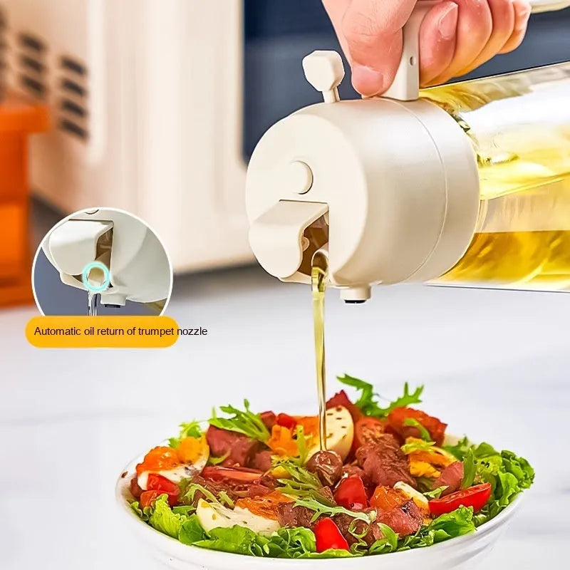 470ml glass olive oil sprayer dispenser in beige, yellow, green, or black colour.
