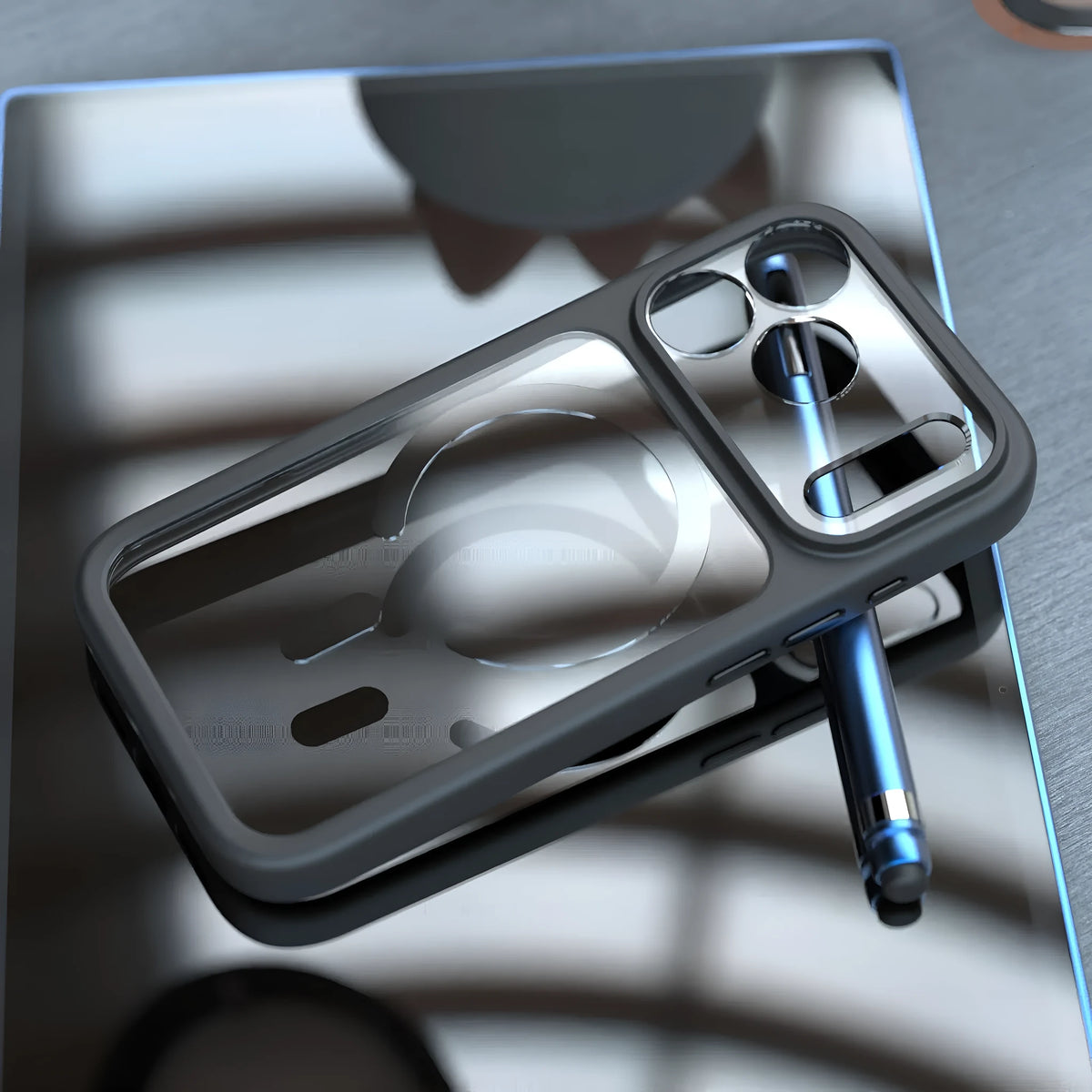 Black two-in-one magnetic phone case for iPhone 17 Pro Max on a white background.
