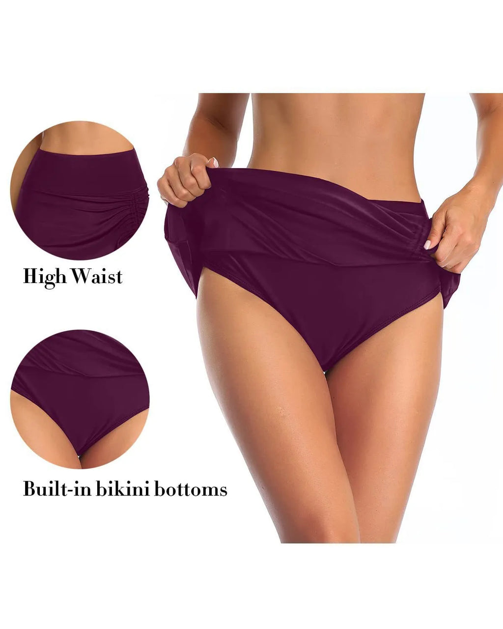 Women's solid colour lace swimming trunks in polyester fabric available in multiple sizes and colours