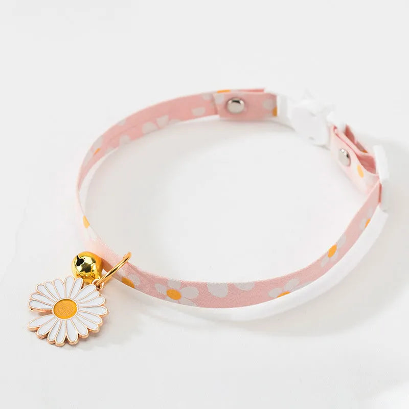 Adjustable cat collar with bell and bow tie decoration on small dog