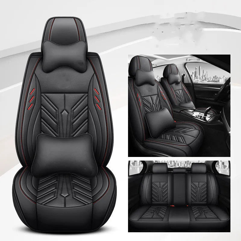Full-leather car seat cushion with contrast stitching in Nordic Green colour