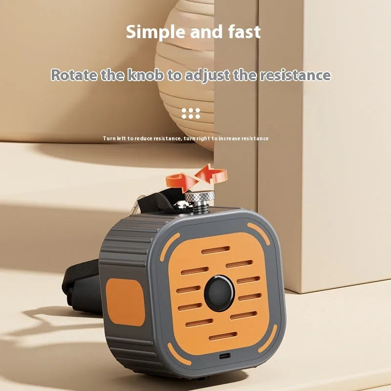 Orange and navy blue adjustable power pump chest expander for home strength training.