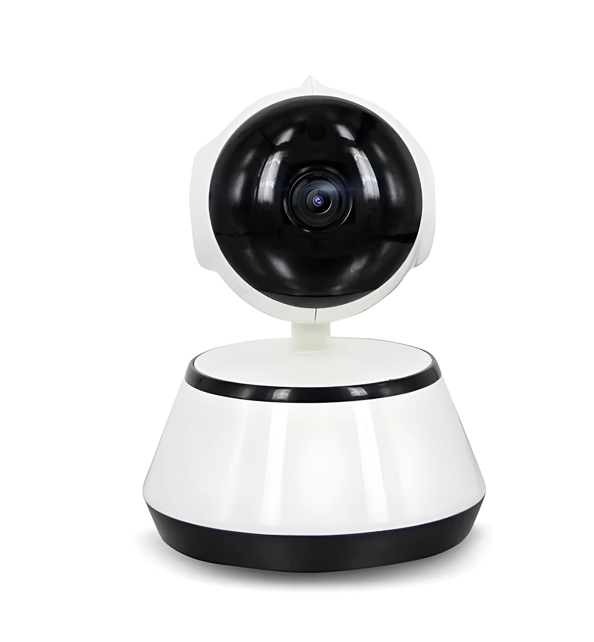 White WiFi wireless baby monitor camera with 720P HD, pan tilt, night vision, and two-way audio.