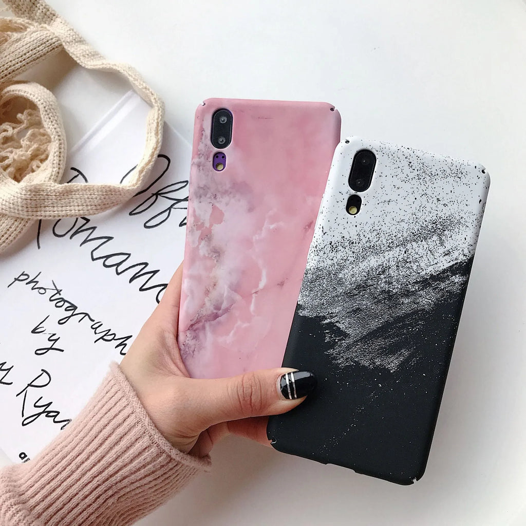 Painted solid black phone case for Honor and Huawei P20, Mate20, and P Smart models