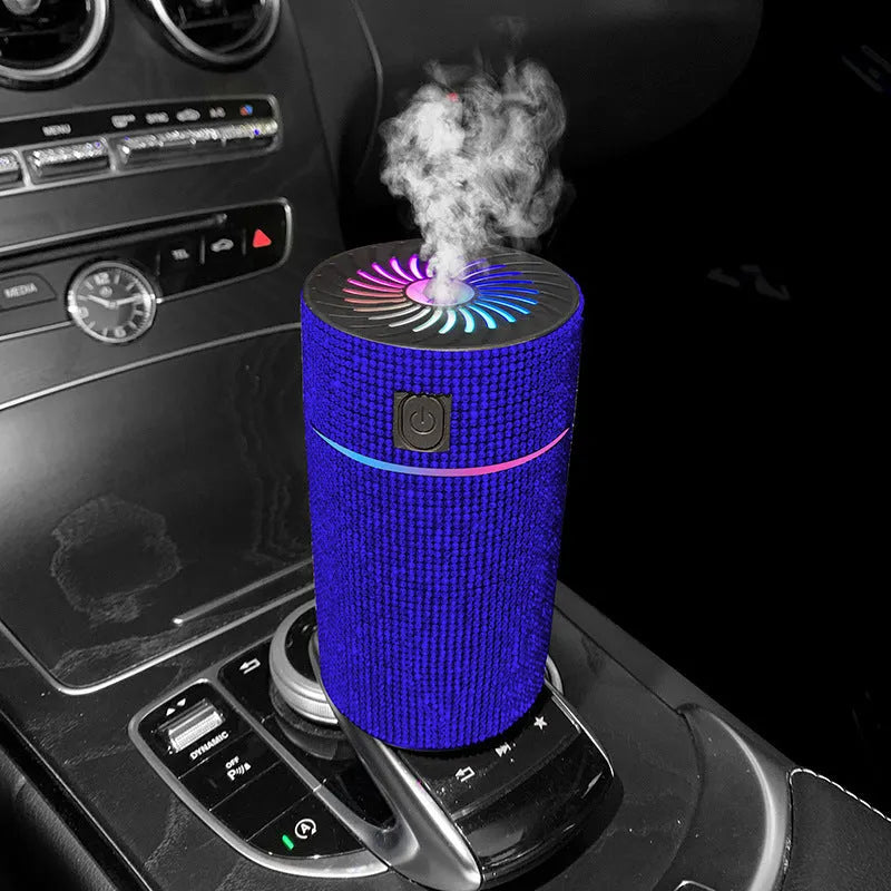 Diamond-shaped car humidifier with air purifier function in multiple colour options