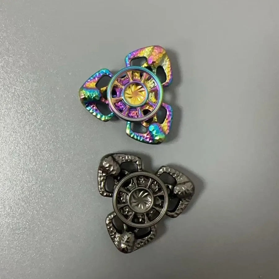 Flame butterfly design alloy rotating gyro toy for fingertip pressure reduction in space-like gray or colourful finish