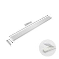 Stainless steel wall-mounted magnetic knife holder rack in various lengths for kitchen storage.