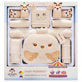 Beige cotton baby cardigan suits with cartoon animal prints in a gift set for newborns