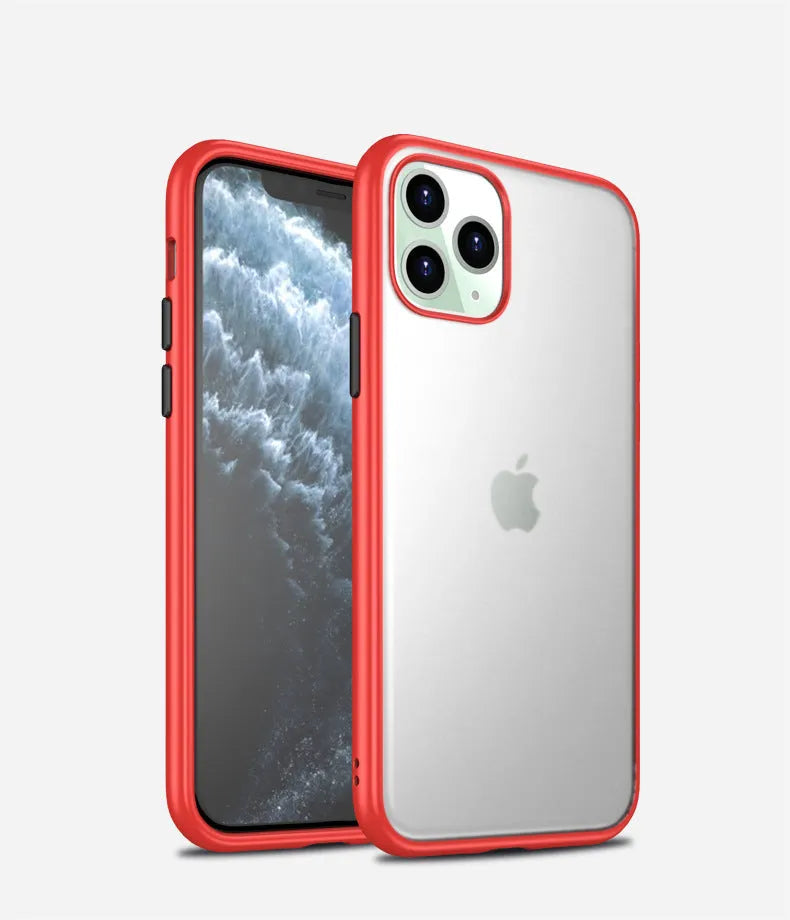 Frosted solid-colour protective case for iPhone 11 Pro Max showing back and side view.