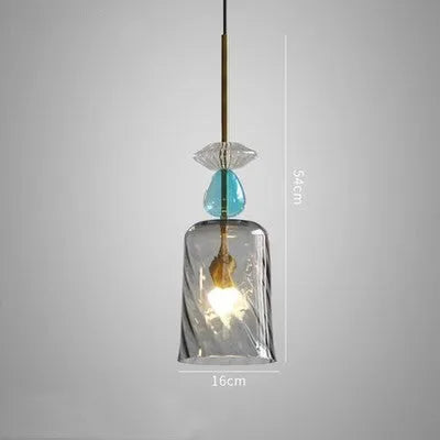 Glass bar counter chandelier with macaron candy design and adjustable height