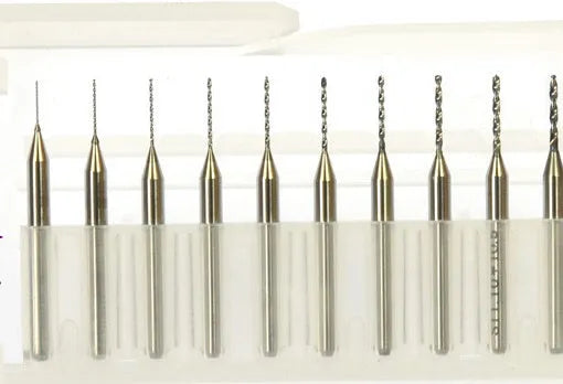 Set of tungsten steel micro engraving drill bits for precision electronics and hardware work.