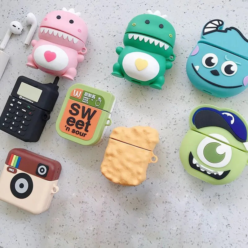 Silicone AirPods case cover in multiple colours including black, blue, green, pink and yellow
