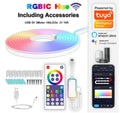 3 metre long flexible RGB LED neon light strip with remote control on a white background.