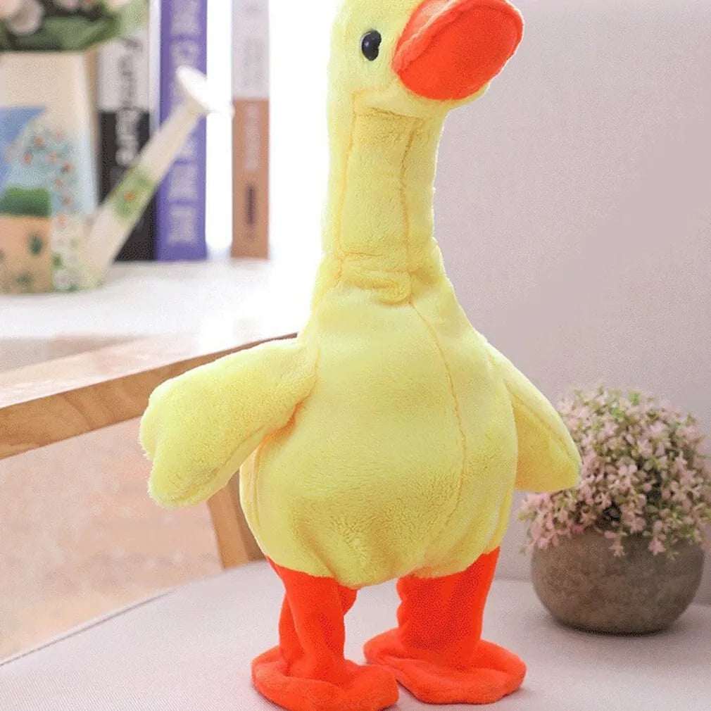 USB rechargeable little yellow duck plush toy singing with neck lifting, 30cm, yellow colour variant A