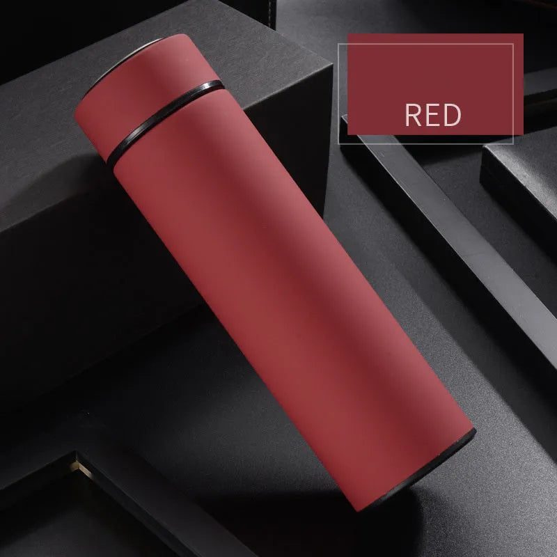 450ml stainless steel vacuum insulated water bottle in black, red, gold or blue with arrow mouth