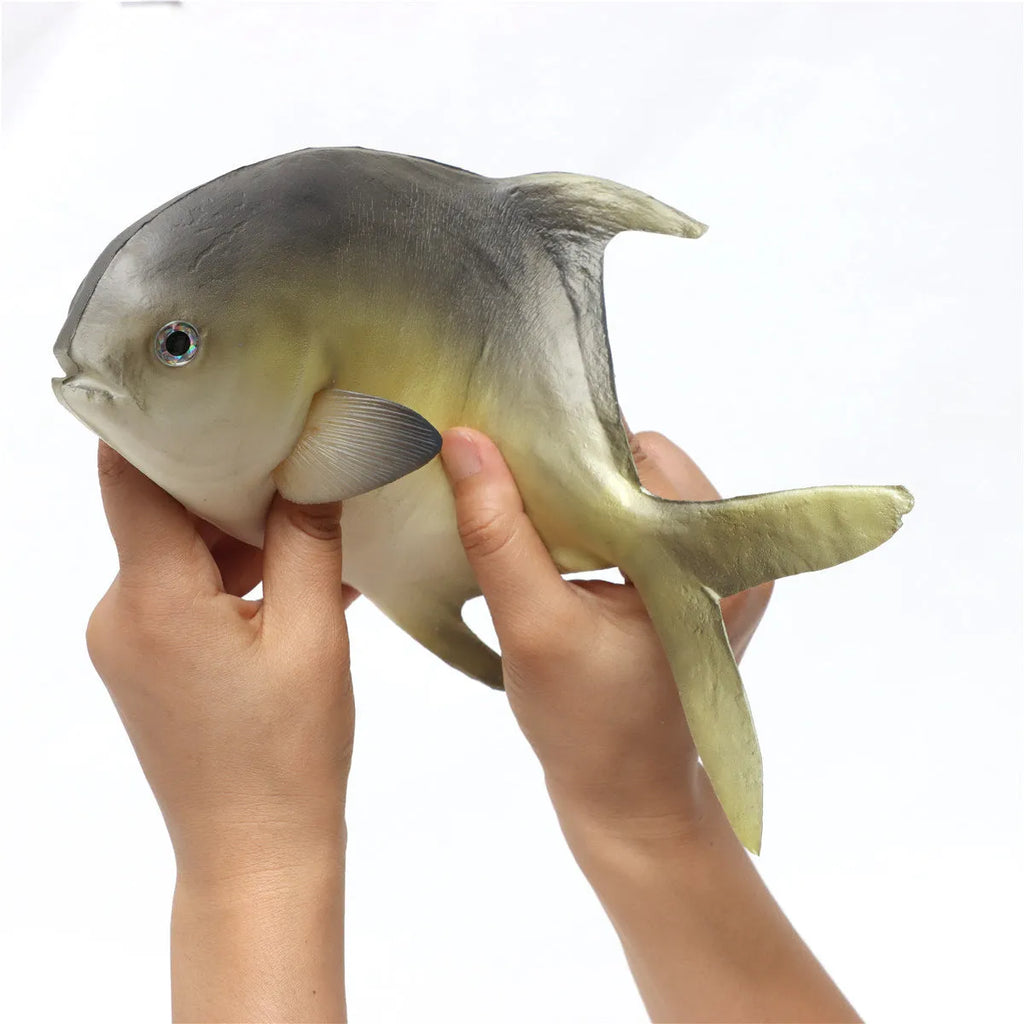 Three PU simulated fish ornaments: yellow-fin tuna, flower fish, and yellow croaker