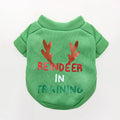 Fleece-lined pet crew neck sweater in red and green Christmas designs, sizes XS to XXL, chest 30-55cm