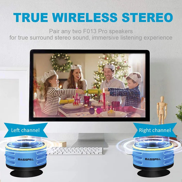 TWS series portable Bluetooth speaker in blue with plastic shell and key controls