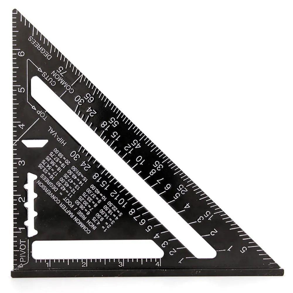 7-inch aluminum alloy woodworking measuring square with 90-degree angle and measurement markings