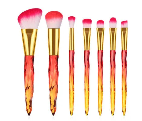 10 crystal diamond foundation brushes with synthetic bristles in black blue red yellow colour options