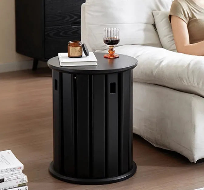 Stackable iron round dining stool in modern style, shown in one of four colour options.