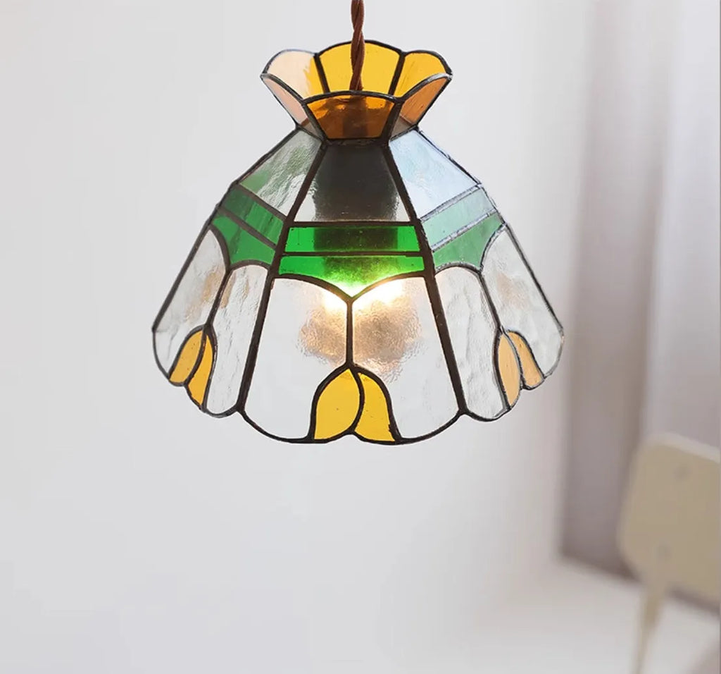 MD-0365 handmade glass chandelier bedside lamp with ABS chassis on ceiling