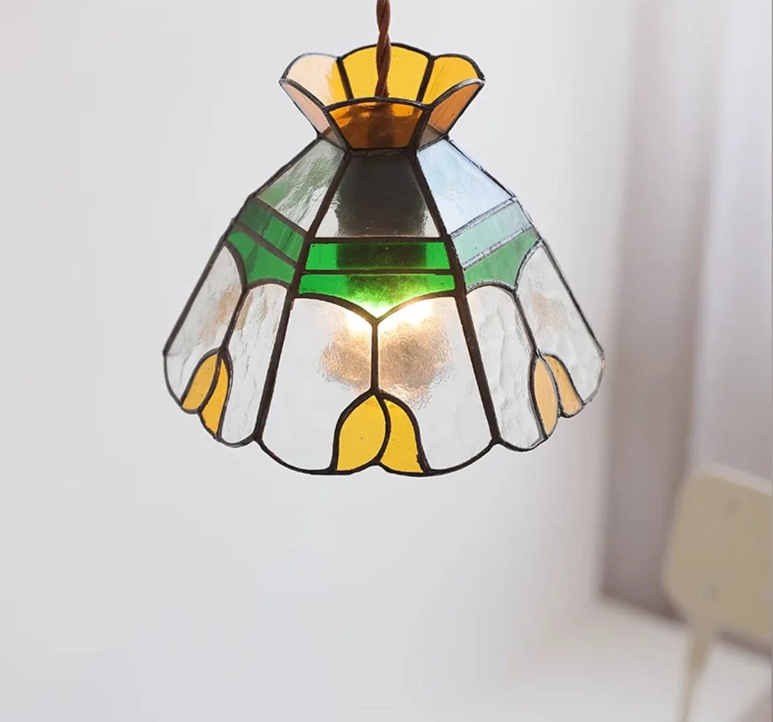 MD-0365 handmade glass chandelier bedside lamp with ABS chassis on ceiling