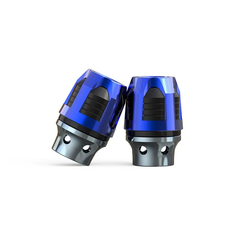 Pair of anodised aluminium fork cups for motorcycle and electric car front axle anti-drop installation