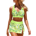 Plus size conservative split swimsuit with boxer bottom in polyester, available in multiple colours