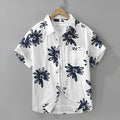 Men's printed short sleeve shirt in apricot colour with loose fit design