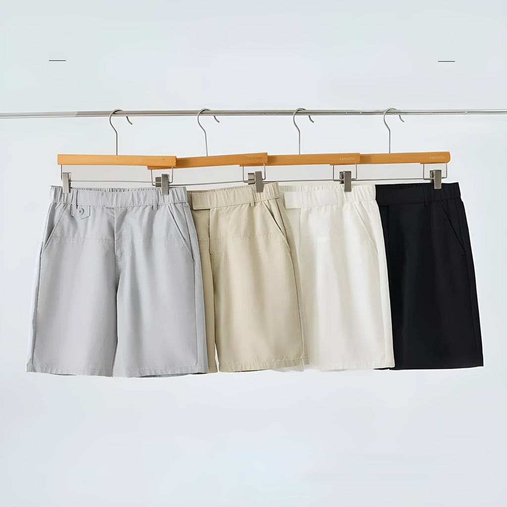 Men's light blue cotton blend casual shorts with a loose fit and micro elasticity.