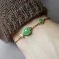 Yellow gold colour electroplated retro style women's bracelet with copper and plastic construction