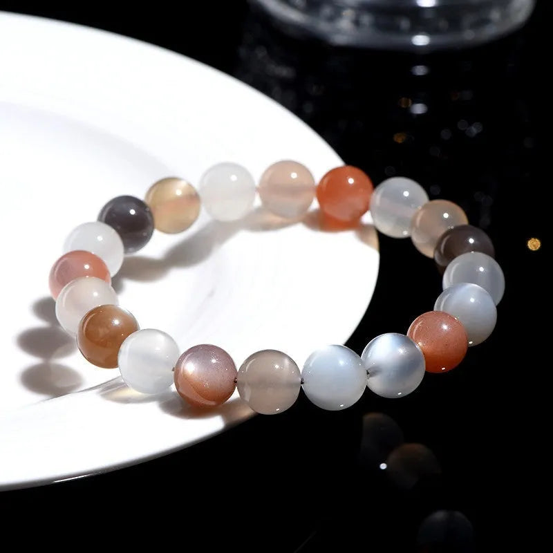 Natural colourful moonlight bracelet with 8mm moonstone beads in single circle design