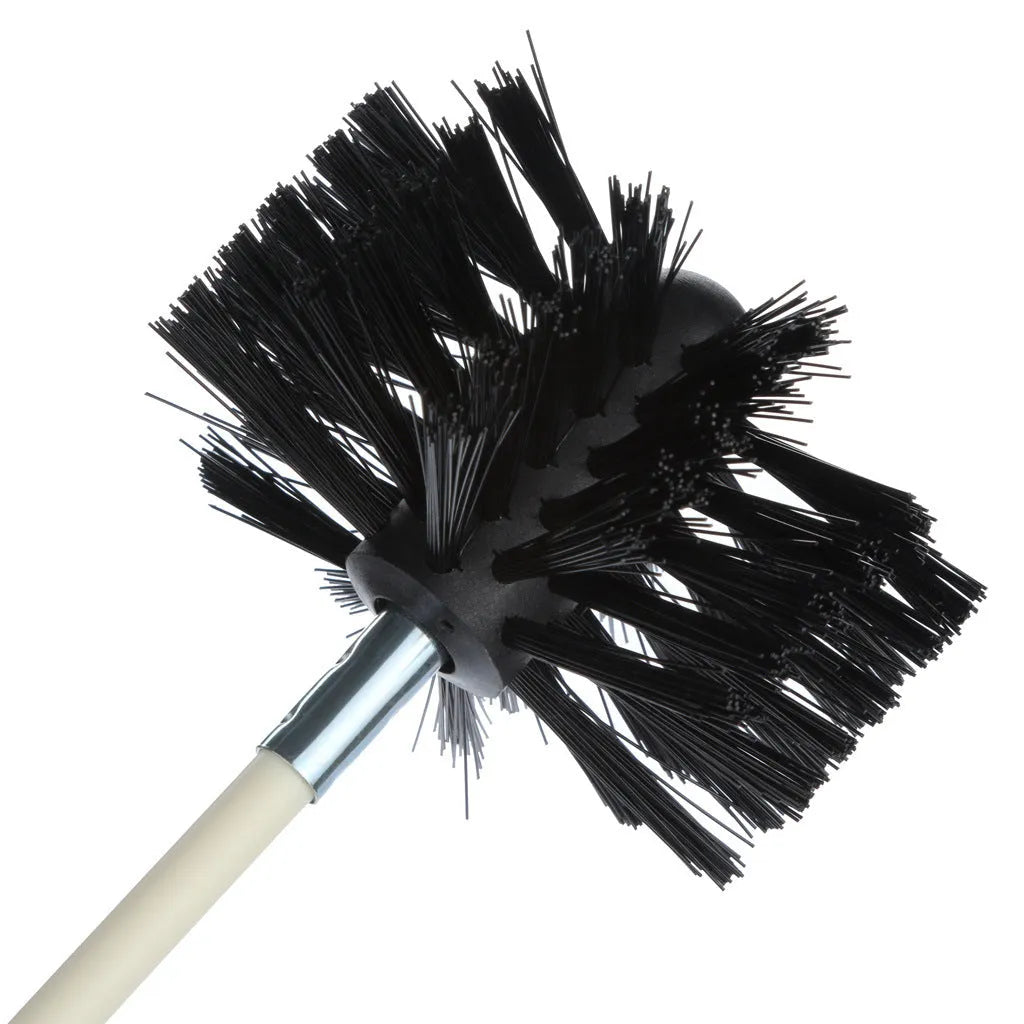 Flexible chimney cleaning brush with bendable shaft for dryer pipes and range hoods