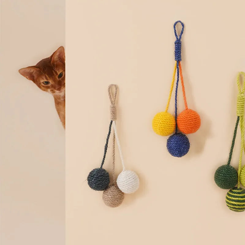 Cat teaser stick with bite-resistant catnip ball measuring 255mm long