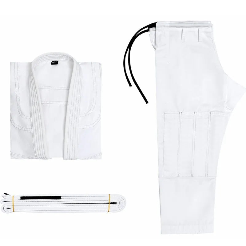 Brazilian Jiu-Jitsu cotton blend training clothing set with jacket and trousers.