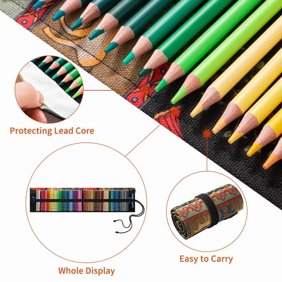 72-colour oily coloured pencil set in round brush pot
