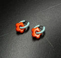Chinese style zinc alloy earrings with geometric petal designs and electroplated finish