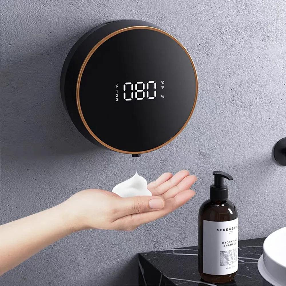 Automatic foam dispenser with motion sensor and USB charging in black and white colour options