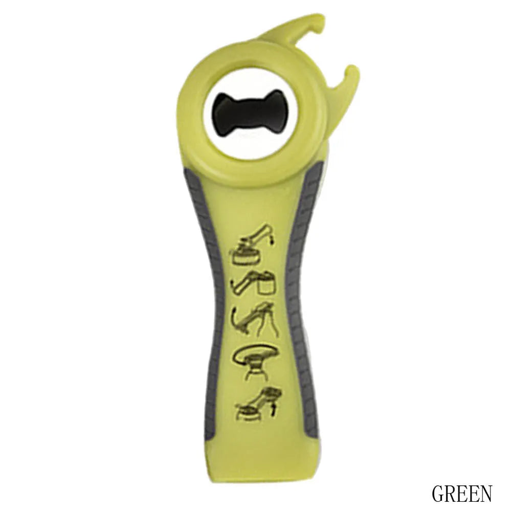 5 in 1 stainless steel can opener and beer bottle opener with PP handle in black colour