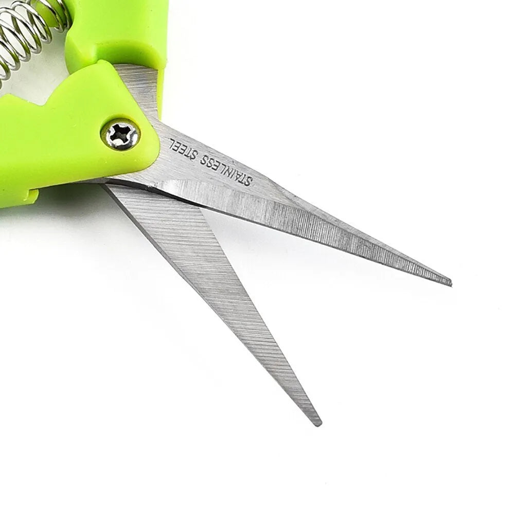 Green-handled stainless steel garden pruning scissors 16.5cm for trimming flower stems and branches