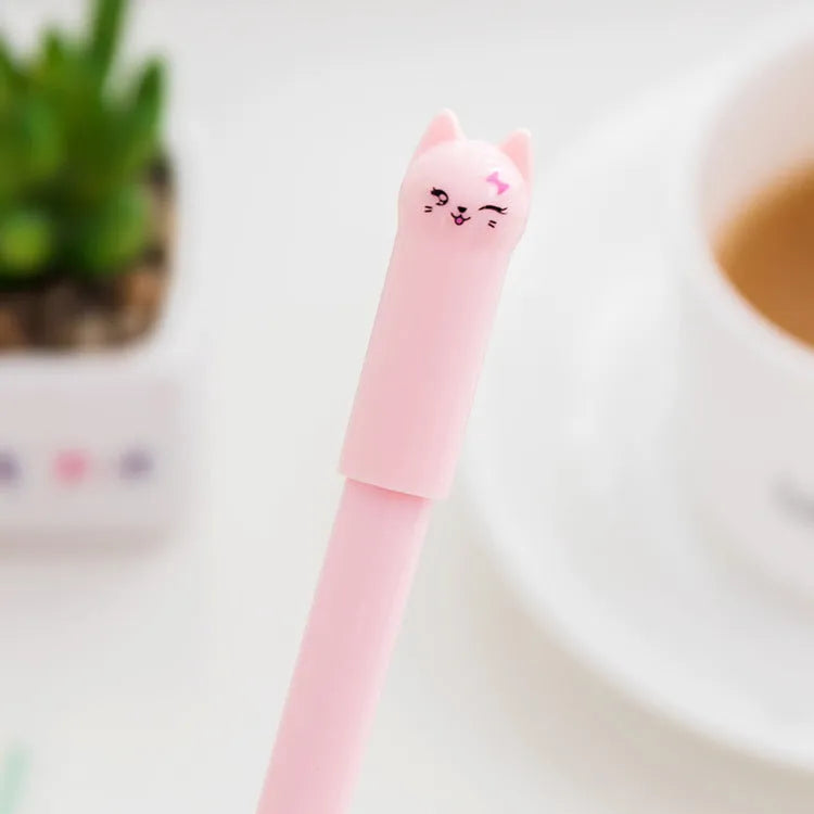 Pendulum cat gel pen with decorative element and 0.5mm tip in multiple colour options