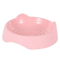 Ceramic dog slow feeder puzzle bowl in blue, green, or pink colours shown in two size options