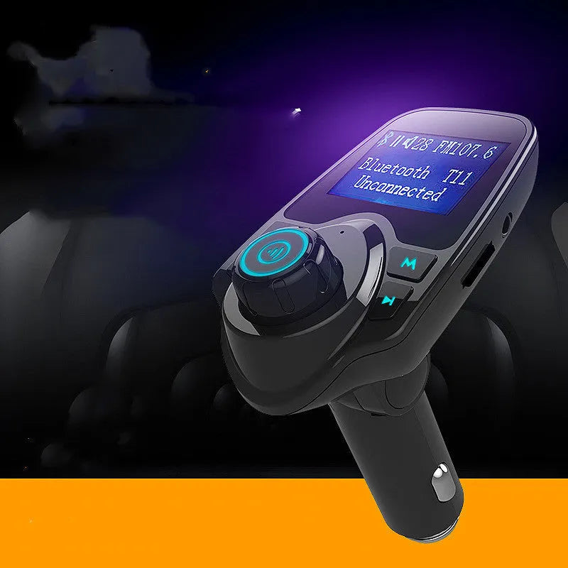 G7 black car Bluetooth hands-free FM transmitter with USB port and TF card slot for wireless music streaming and hands-free calling