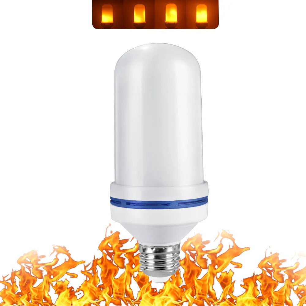 Simulation flame LED bulb with beating flame effect, three gear settings, E27 screw base, 7W, 1700K warm light, PC material construction.