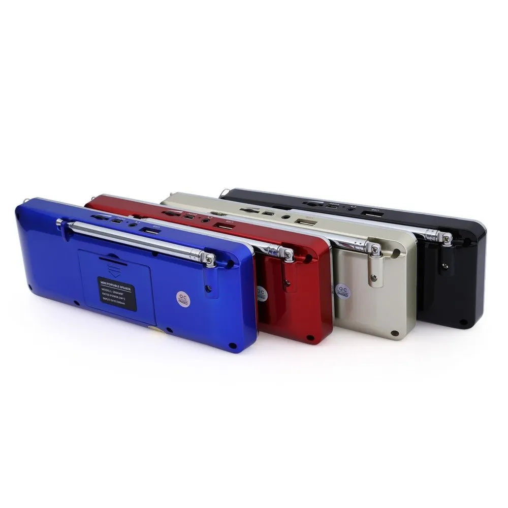Hot L-288AMBT portable Bluetooth speaker with LCD display showing radio frequency or playback mode