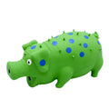 Blue latex pig-shaped dog chew toy with textured surface for teeth cleaning