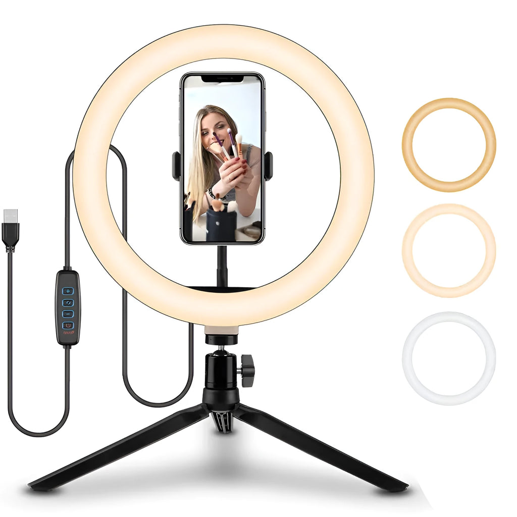 10 inch ring selfie beautifying light with metal bracket for smartphone photography